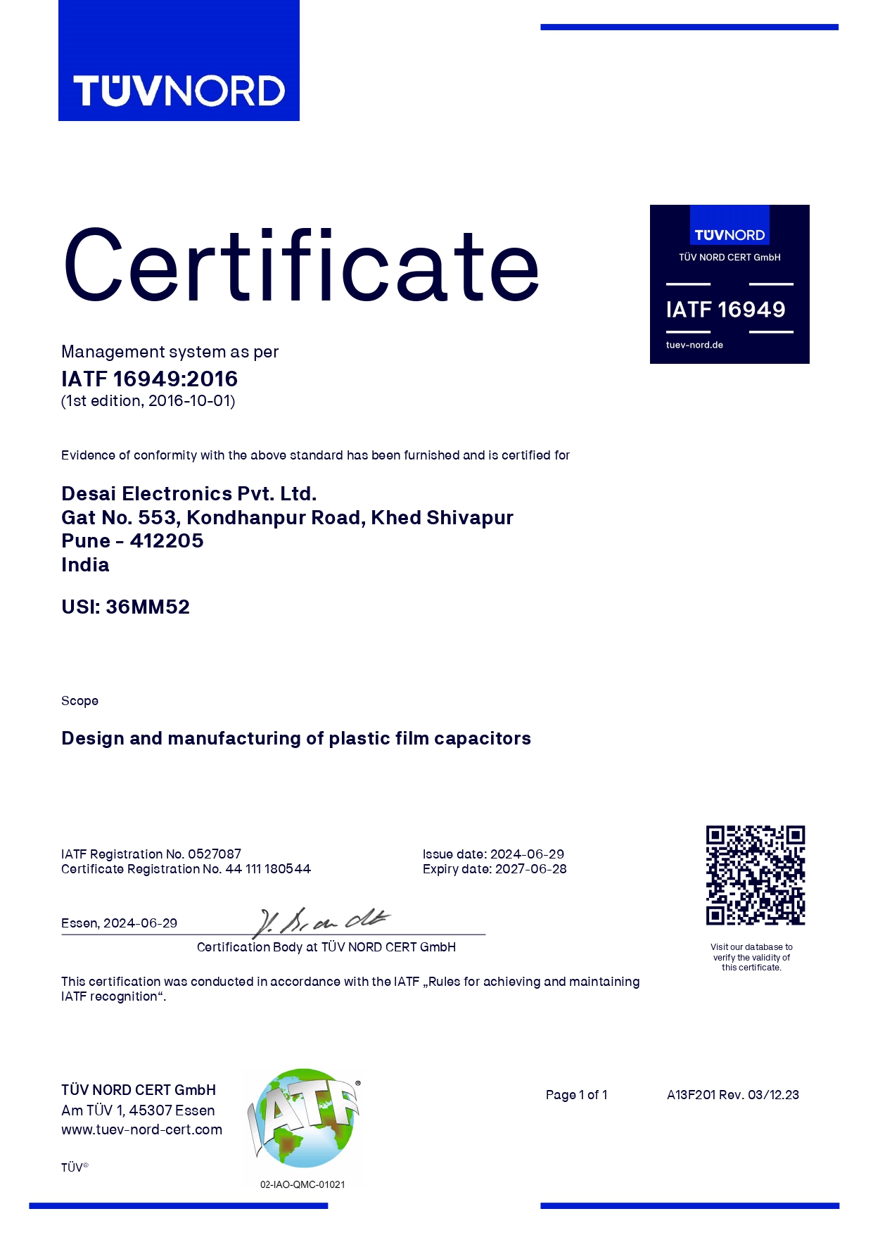 IATF Certificate